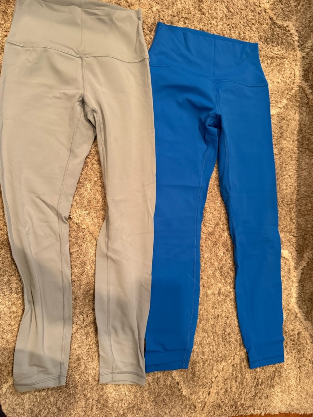 Womens High-Waist Active Leggings - Blue and Light Gray